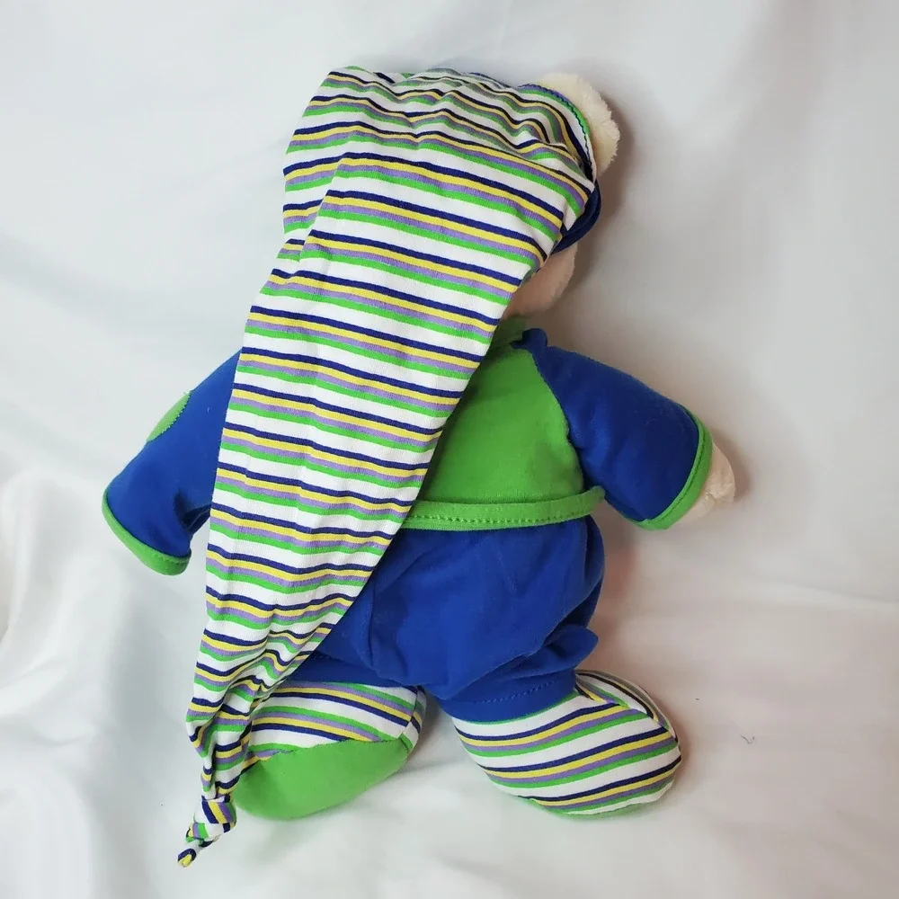 Vintage Baby Ganz White Teddy Bear In Blue Comfy Pjs Bumper Plush Stuffed Animal